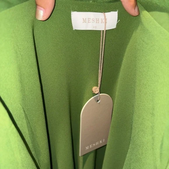 Meshki Nadia Maxi Satin Green Dress Back Cowl NWT size XS